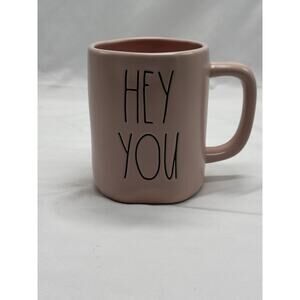 Rae Dunn “Hey You” Pink Ceramic Coffee Tea Mug 19 oz Cottage Farmhouse